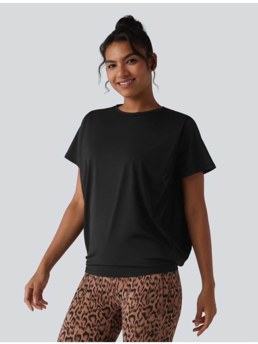 Halara Round Neck Short Sleeve Ruched Cool Touch Yoga Sports Top